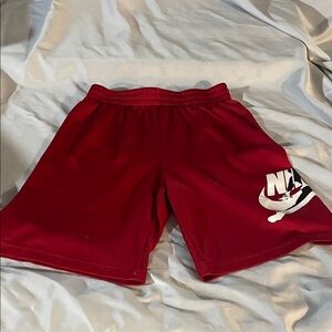 Nike Red Kids' Athletic Shorts with White Logo